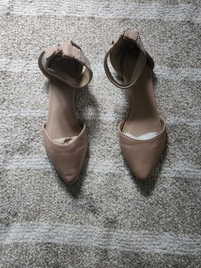 Charlotte Russe Nude Pointed-Toe Ankle Strap Heels